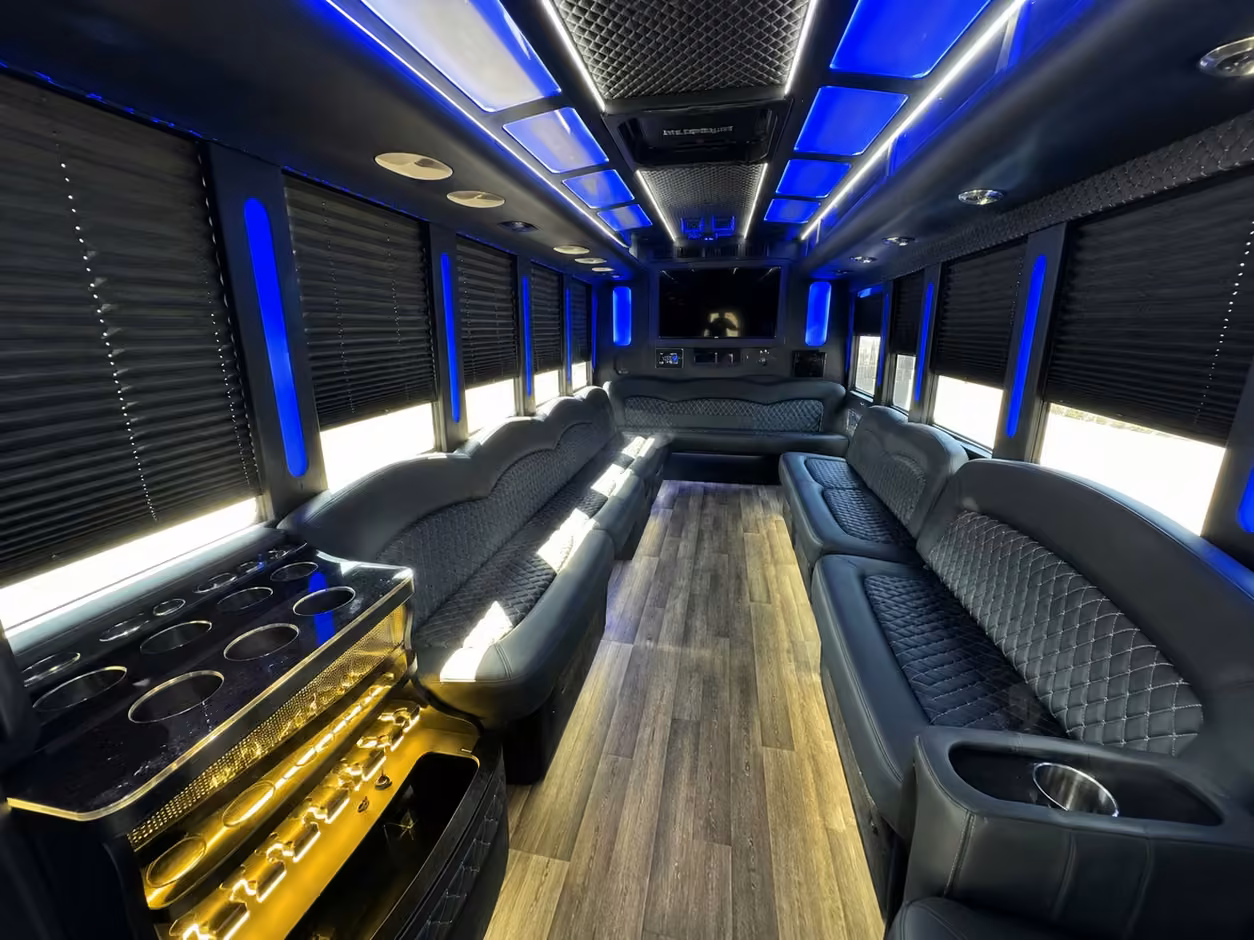 15 passenger party bus inside
