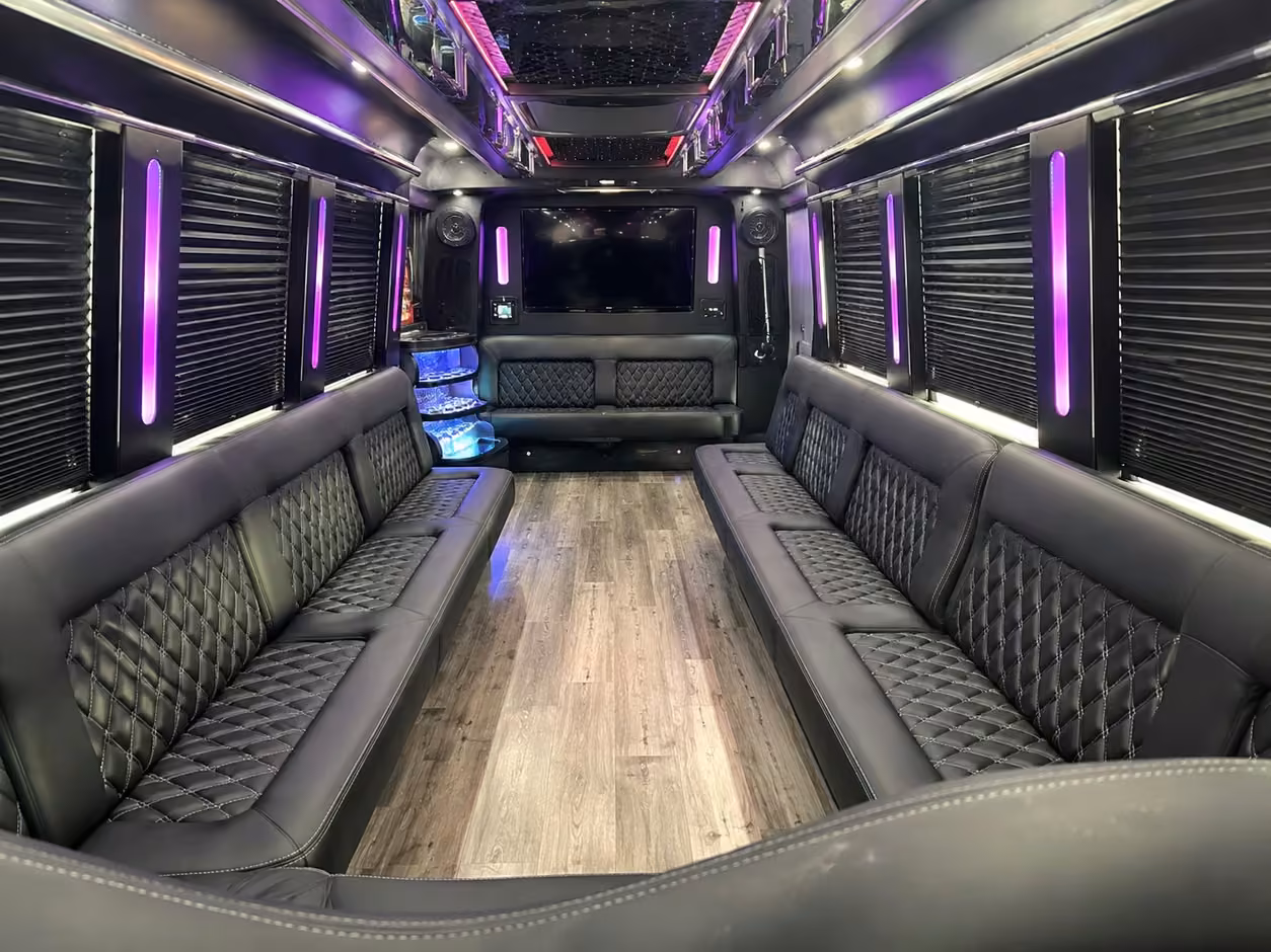 20 passenger party bus inside