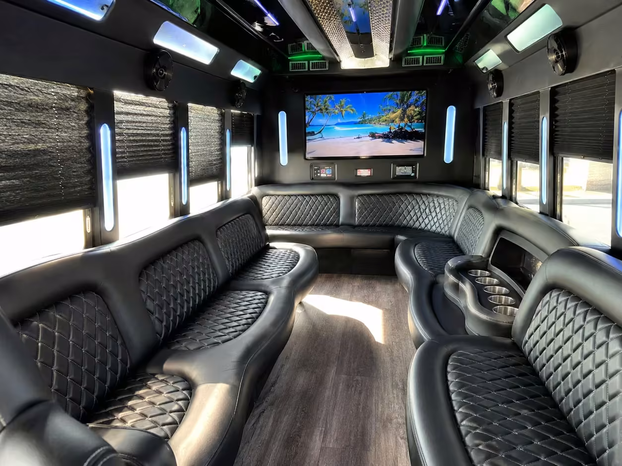 20 passenger party bus interior