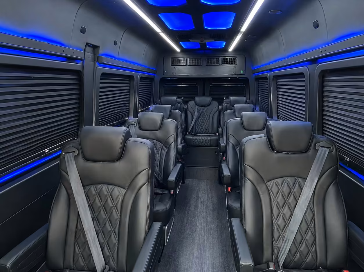 sprinter van rental with driver inside